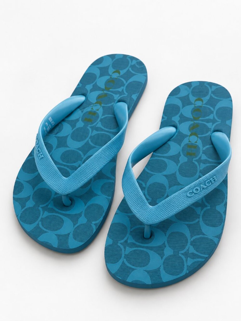 Coach Women’s Blue Signature Logo Flip Flops Size 8 Slip-On Sandals